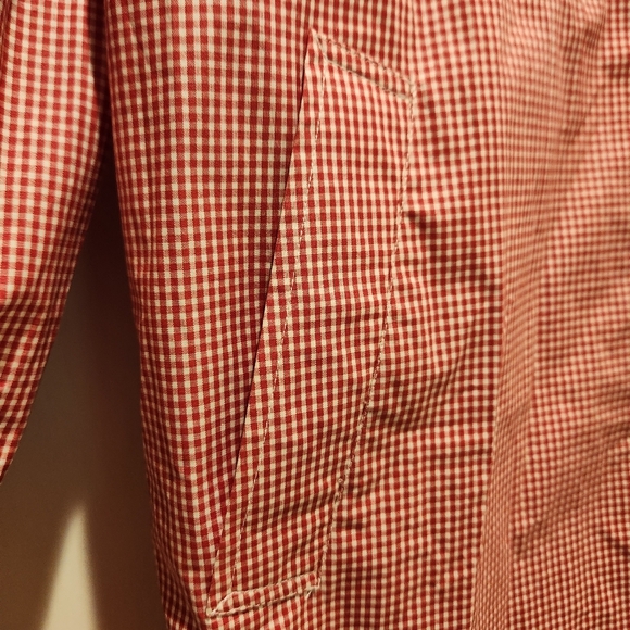 Vintage Marsh Landing 100% Cotton Spring Red Gingham Coat Size Large Retro - Picture 7 of 15